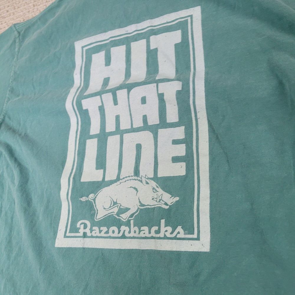 Arkansas Razorbacks Shirt Adult Small Blue Hit That Line Crew Neck Short Sleeve - Picture 5 of 8